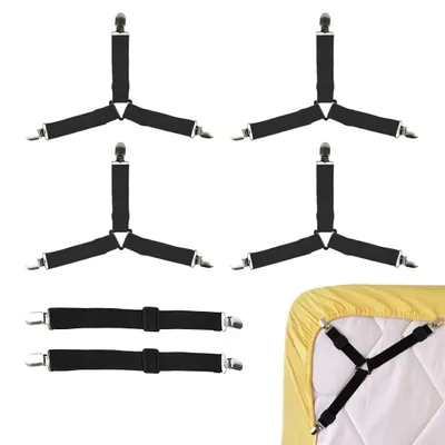 Bettlaken-Clips, 4 Stück, dreieckig, Metall, verstellbar, schwarz
