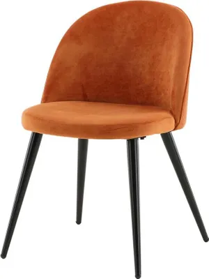 Produktbild von FURNLUX Esszimmerstuhl Samt Orange Und Schwarz 50cm / Hauptfarbe: Orange / Abmessungen: 50 x 57 x 77 cm