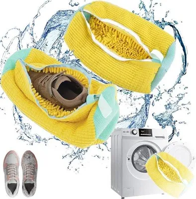 Immagine prodotto di Sacco per lavaggio scarpe da ginnastica - 2 pezzi - rete - 39x19 cm - per lavatrice