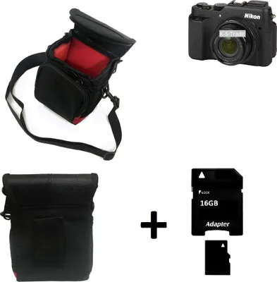 Produktbild von K-S-Trade Kameratasche Fototasche Umhängetasche Schutz Hülle kompatibel mit Nikon Coolpix P7800 mit Zusatzfach und teilbaren Innenraum mit Trennwand