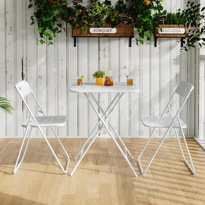 Produktbild von 3tlg Gartenlounge-Set 2 Stühle und 1 Tisch Gartenmöbel Set Balkonmöbel-Set für Außenbereich und Balkon Weiß
