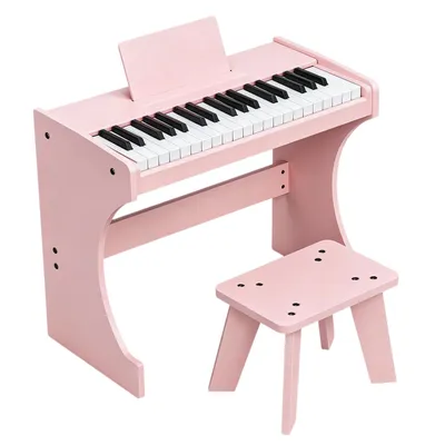 Produktbild von FCH Kinder E-Piano 37 Tasten Komplett Set aus Holz mit Hocker,Kinder-Keyboard,Digitalpiano aus Holz für Kinder ab 3 Jahren,Rosa