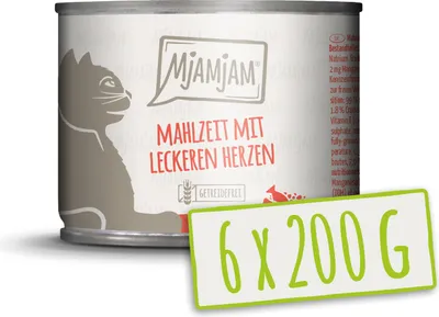 Image de MjAMjAM - 6x200g cœur nourriture humide pour chats aliments complets