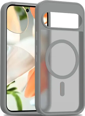 Image de Étui magnétique pour Google Pixel 9 / Pixel 9 Pro, compatible MagSafe, dos translucide mat, résistant aux chocs Gris