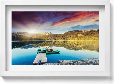 Produktbild von Flusslandschaft– Wandbild mit Rahmen – Gerahmtes Bild  – Wanddekoration – 30x20 cm –  Weiß Rahmen