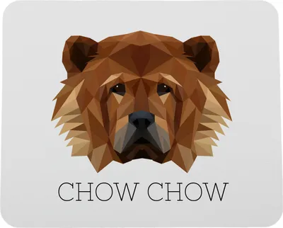 Produktbild von Chow Chow - geometrisches Mauspad mit Bild und Aufschrift von Art-Dog