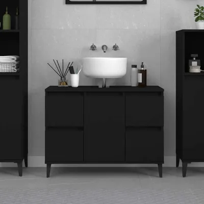 Produktbild von vidaXL Waschbeckenunterschrank Schwarz 80x33x60 cm Holzwerkstoff