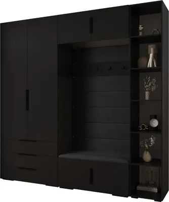 Produktbild von MEBLE KRYSPOL Inova 1 Möbelset Garderobe, 236,7x240x47cm - Schwarz, Manila 18, Schwarz