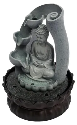 Immagine prodotto di Fontana da tavolo, design Buddha, illuminazione a LED, grigio