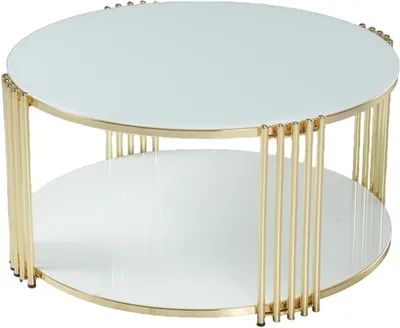 Produktbild von Couchtisch Weiß Luxus Design Metall Elegantes Möbel Wohnzimmer Couchtische Rund