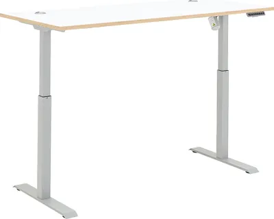 Produktbild von Schreibtisch, höhenverstellbar 72-120cm, weiß mit Eiche, MANRESA-36