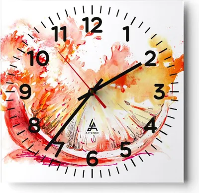 Produktbild von Wanduhr - Quadrat - Glasuhr - Orange Obst Sommer - 40x40cm - Schleichendes Uhrwerk - Lautlos - zum Aufhängen bereit - Dekoration Modern - Wanddekoration aus Glas - C4AC40x40-3049