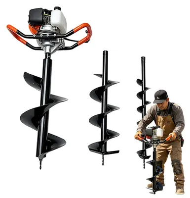 Produktbild von ZELURXX 52cc Benzin Erdbohrer mit 100/200/300 mm Bohrern 2-Takt Erdlochbohrer Vibrationsschutz für Garten Zaunbau
