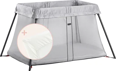 Produktbild von BabyBjorn BabyBjörn Travel Crib Light matkasänky lakanalla, Silver/Baumwolle, White