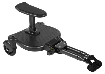 Obrázok produktu pre Buggy-Board/doska na kočík – doska na sedenie a státie 2 v 1 – odnímateľné sedadlo – nastaviteľná – do 25 kg – pre deti od 3 do 6 rokov – čierna