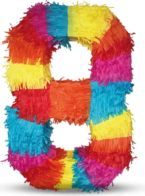 Produktbild von Pinata Zahl 8 Kinder Geburtstag Schlag-Pinata 50 x 35 x 8cm Geburtstagsdeko Kinderspiel Outddor Party 8-ter Geburtstag