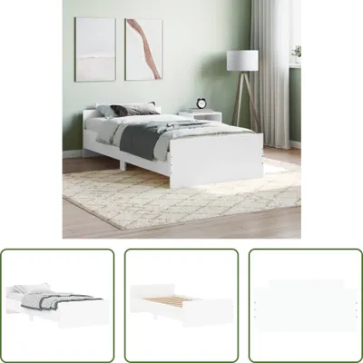 Image de The Living Store Cadre de lit blanc 100x200 cm en bois composite