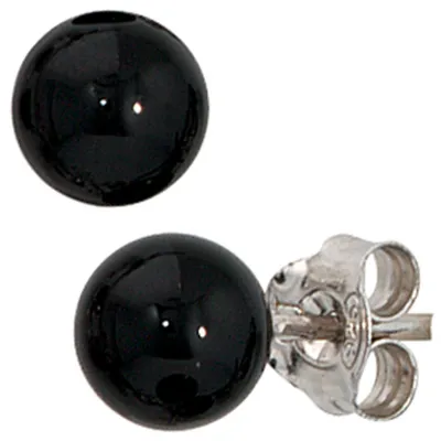 Produktbild von Ohrstecker Stecker mit Onyx schwarz 6mm 925 Silber rhodiniert Ohrringe