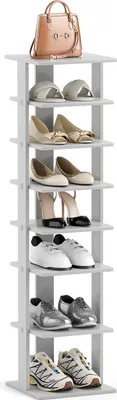 Immagine prodotto di Scarpiera stretta e alta, scaffale scarpiera in legno 8 livelli, scarpiera verticale, organizzatore di scarpe salvaspazio, (grigio, piccolo)