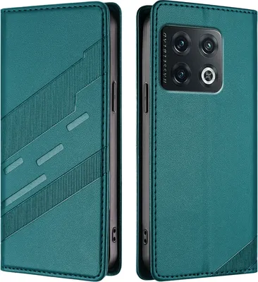 Produktbild von Hülle für OnePlus 10 Pro, Kunstleder Brieftaschen Handyhülle mit Kartenfach und Standfunktion Grün
