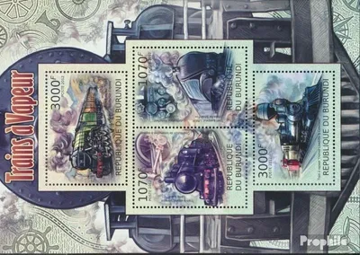 Produktbild von Briefmarken Burundi 2012 Mi 2436-2439 Kleinbogen (kompl.Ausg.) postfrisch Dampflokomotiven