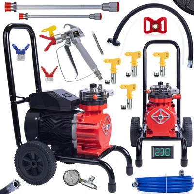 Zdjęcie produktu dla Agregat malarski Rosfix Red Strong Storm 1100 RSS05 3500W 22MPA 18L/min + Zestaw akcesoriów