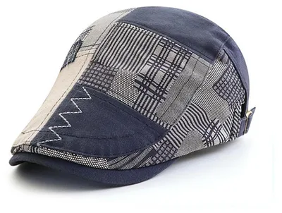 Productafbeelding van Heren pet, patchwork, katoen, blauw, maat M-L