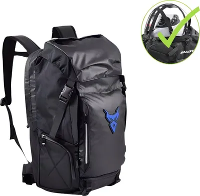 Imagen del producto de CarryQuest® - Mochila para motocicleta, 48 litros, impermeable, color negro/azul