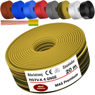 Obrázek produktu pro 20m flexibilní jednožilový kabel H07 V-K GNGE 1x4 mm² zelenožlutý