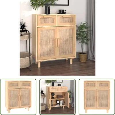 Obrázok produktu pre The Living Store Príborník hnedý 60x30x75 cm z masívnej borovice a prírodného ratanu