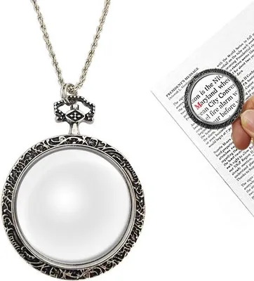 Image de Loupe optique pour la lecture, les bijoux et le quotidien - Argent - Support pour chaîne