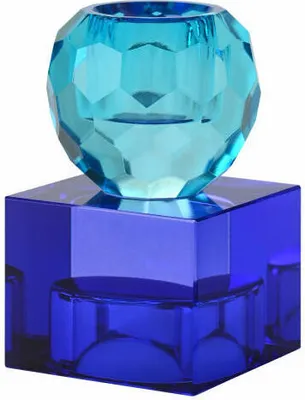 Immagine prodotto di Gift Company Kerzenhalter / Teelichthalter Sari Kugel Cube, Kerzenständer, Glas, Blau / Dunkelblau, H 8 cm, 1163001009