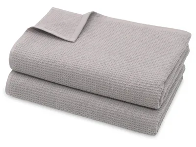 Produktbild von 2er Set Saunatücher Waffelpique, 70x180 cm, 100% Baumwolle grau