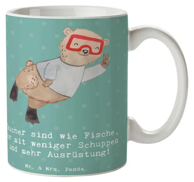 Produktbild von Mr. & Mrs. Panda Tasse Tauchen Abenteuer - Meeresbrise - Geschenk, Sportler, unterwasserwelt, tauchausrüstung, Geschenke, Sportart, Frühstückstasse, Sportarten, Becher