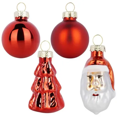 Obrázok produktu pre Vianočné ozdoby na stromček – 9 kusov – nerozbitné – 3/5 cm – červené