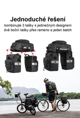 Zdjęcie produktu dla Torba rowerowa Rhinowalk 3w1 na bagażnik tylny E20665BR 75L czerwona