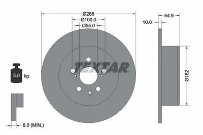 Zdjęcie produktu dla Tarcza Hamulcowa Toyota Tył Avensis 00- 15