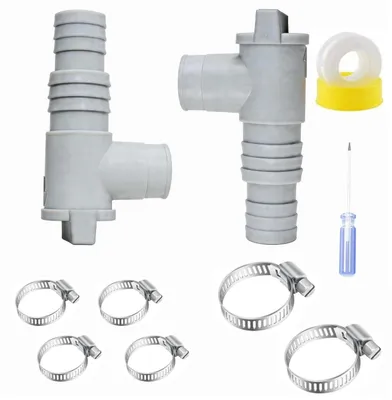 Zdjęcie produktu dla Zawór odcinający do basenu, 2 sztuki, z przyłączem do węża PVC o średnicy 32/38 mm, przeznaczony do pomp basenowych