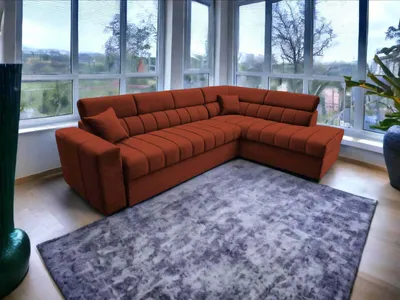 Obrázek produktu pro FurMeb24 ECKSOFA KENNO MAXI 300 x 210 cm ČERVENÁ - pravá strana - s lůžkem a funkcí spánku
