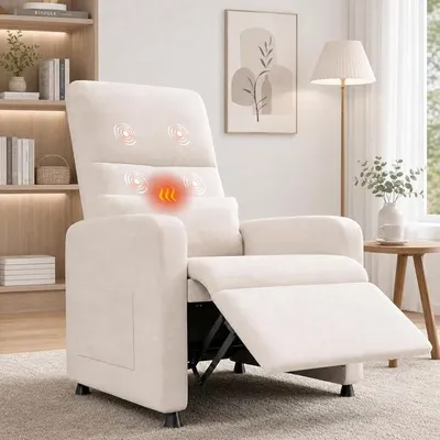 Produktbild von Elektrisch Verstellbarer Relaxsessel für Zuhause | 105°–165° verstellbare Rückenlehne | 4 Massagepunkte & 8 Massagemodi | Doppelt gepolstertes Sitzkissen aus Leinenstoff