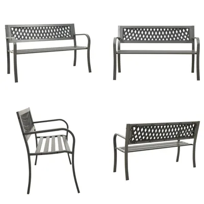 Obrázek produktu pro vidaXL Zahradní lavice 125 cm ocelově šedá - Zahradní lavice - Zahradní lavice - Lavice na terasu - Lavice na terasu