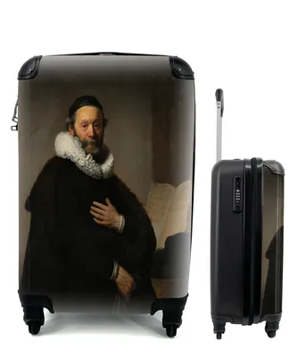 Produktbild von MuchoWow® Koffer Handgepäck Trolley Rollkoffer Kleine Reisekoffer mit 4 Rollen - Porträt von Johannes Wtenbogaert - Rembrandt van Rijn - Cabin Size < 55x40x23 cm & 55x40x20 cm - Fotokoffer - Kabinenkoffer - Boardgepäck - Reise-Box - Reisekoffer - Reisegepäck - Koffer mit Bild - Trolley für Kinder