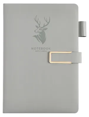 Zdjęcie produktu dla Notatnik A5, w kratkę/linię, twarda okładka z materiału PU, 320 stron, gramatura 80 g/m², kolor: szary