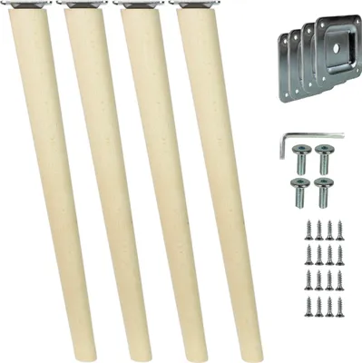 Produktbild von Holzfüße schräg 45cm Holzmöbelfüße Möbelbeine Buche Holz Möbelfüße Schrank Beine Kegel 4 Stück