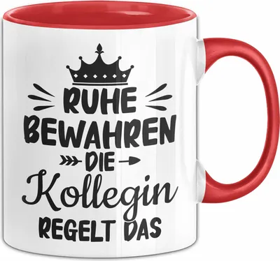 Produktbild von Kollegin Tasse Geschenk Ruhe Bewahren Die Kollegin Regelt Das Geschenkidee Beste Kollegin  Geburtstag Kaffee-Becher (Rot)