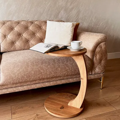 Image de Ultimate Table d'appoint en forme de C avec roulettes Marron