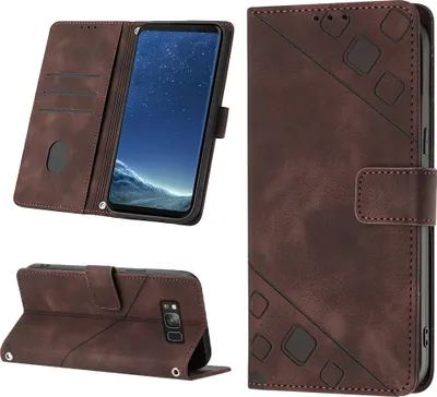 Produktbild von Hülle für Samsung Galaxy S8 Plus Prägung Flip Leder Brieftasche Schutzhülle mit Ständer Braun