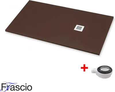 Produktbild von Duschwanne 90X200 cm Vulcano Line Slim Schokoladenfarbe Ral 8017 aus Kunstharz und Marmorpulver mit freiem Abfluss - FRASCIO
