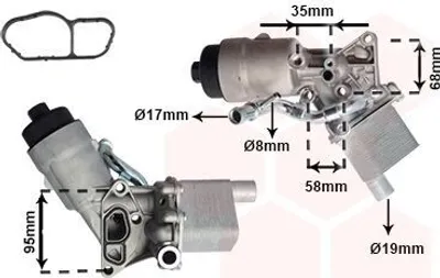 Image de VAN WEZEL Refroidisseur d'huile avec boîtier de filtre à huile pour OPEL Corsa D CHEVROLET Cruze Mokka /