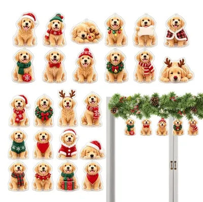 Imagen del producto de Calendario de Adviento 2D de acrílico con forma de perro, ideal para decorar en época navideña